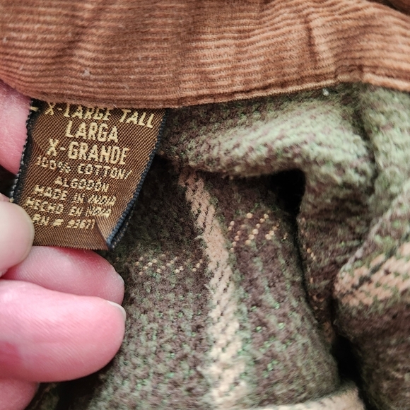 St John's Bay Vintage Green/Tan /Brown Plaid Shirt Men's XL Tall - Picture 11 of 12